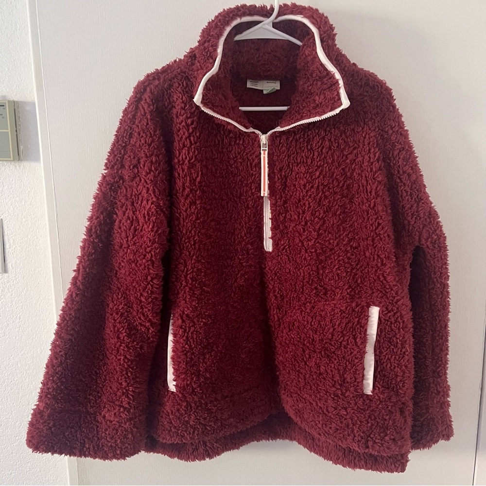 Anthropologie Saturday Sunday Annette Sherpa Pullover Oversized Quarter Zip XS